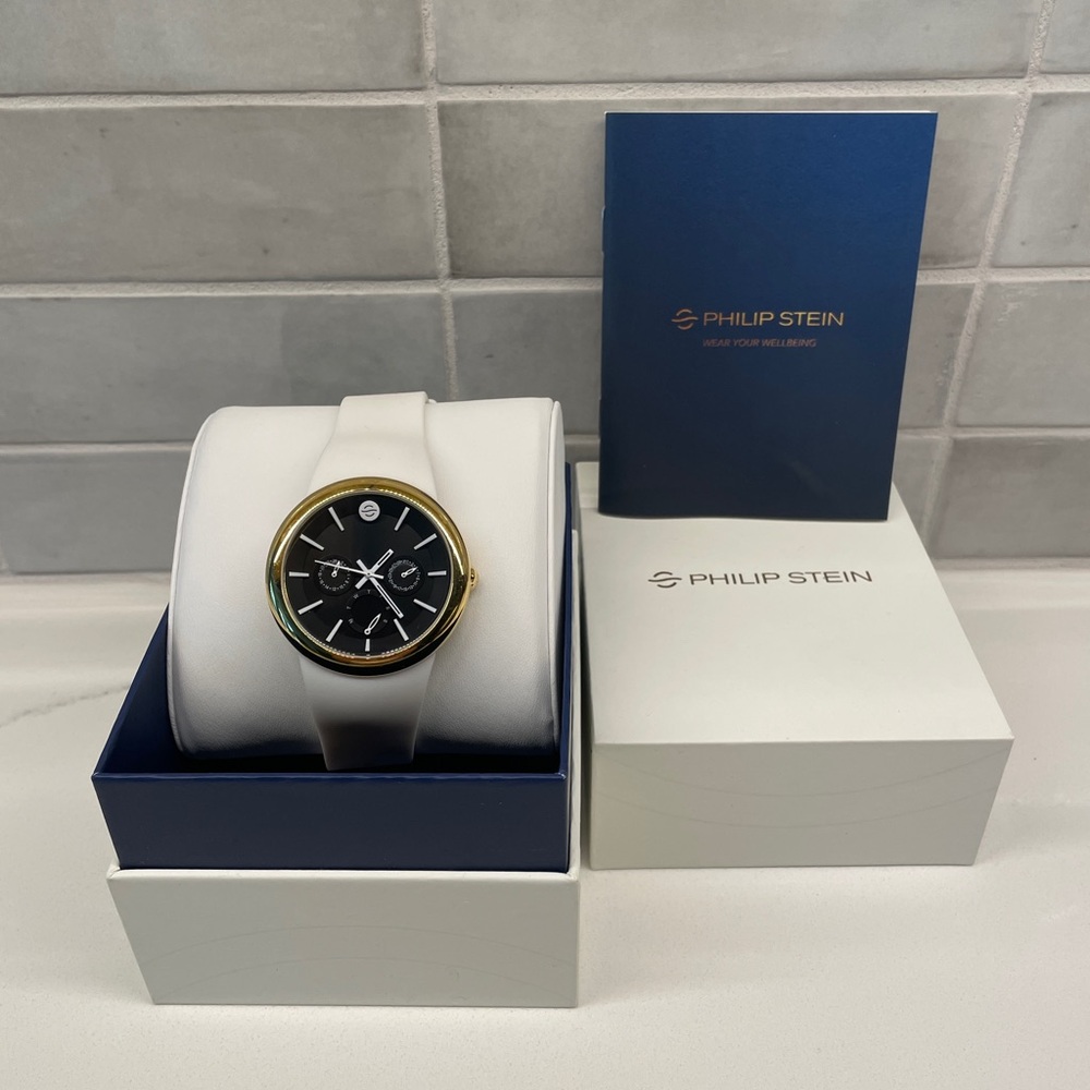 Philip Stein Men's Watch with Gold Bezel and Black Dial